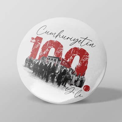 Cumhuriyet Tasarımlı 100. Yıl Hatırası 12'li Yaka Rozeti