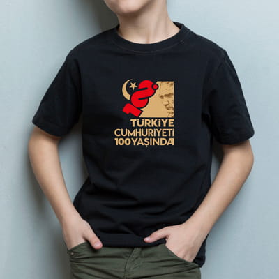 Cumhuriyetin 100. Yılına Özel Tasarımlı Çocuk Tişörtü 