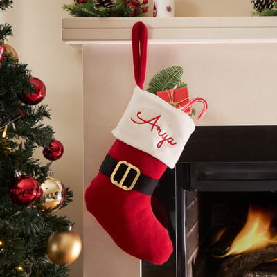 İsme Özel Noel Baba Temalı Dekoratif Şömine Çorabı