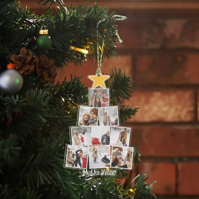 Kişiye Özel Fotoğraf Kolajlı Yılbaşı Ağacı Süsü