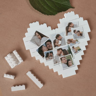 Kolaj Fotoğraflı Block Kalp Puzzle