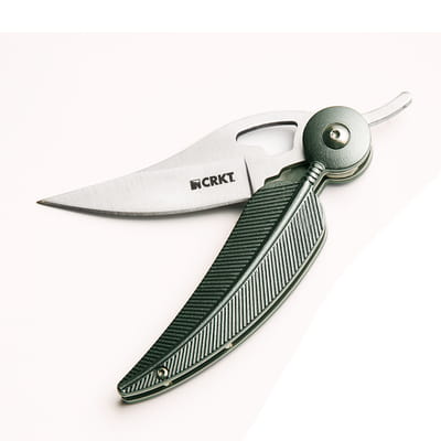 Kuş Tüyü Tasarımlı Avcı Cep Bıçağı - Metal Kamp Bıçağı