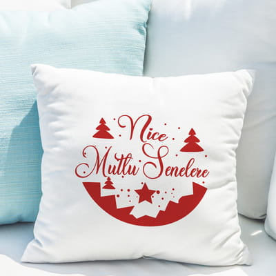 Nice Mutlu Senelere Temalı Kare Yastık