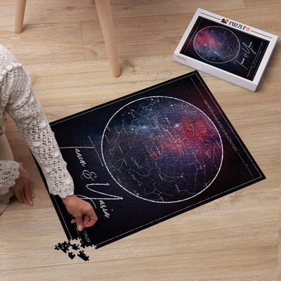 Sevgiliye Hediye Yıldız Haritası Tasarımlı Romantik 1000 Parça Puzzle