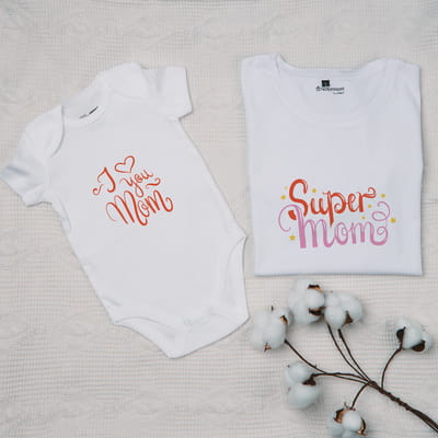 Süper Annelere İlk Anneler Günü Hediyesi Tişört Body Kombini - %100 Pamuklu Kumaş