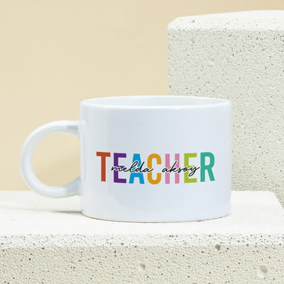 Teacher Yazılı İsme Özel Kahve Fincanı