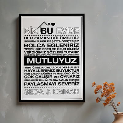 Bu Evde Mottolu Ev Dekorasyonu Kişiye Özel 30x40 Kanvas Tablo