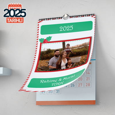 Her Aya Fotoğrafınıza Özel Yapraklı 2025 Duvar Takvimi