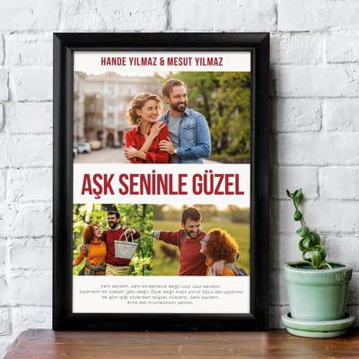 Kişiye Özel Çerçeveli Aşk Film Afişi