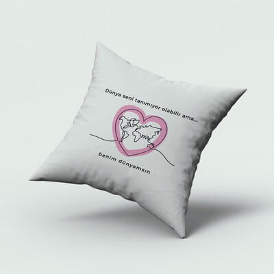 Anneye Özel Dünyamsın Tasarımlı Yastık