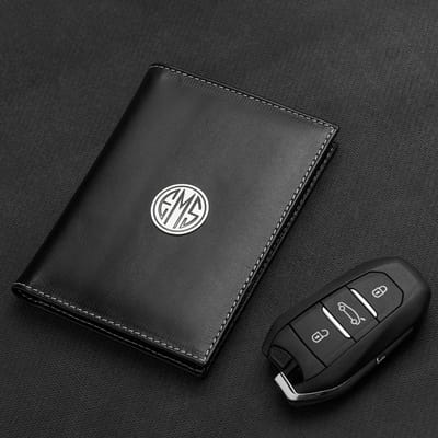 Monogram Gümüş İşlemeli Kişiye Özel Deri Ruhsat Kabı