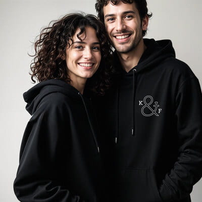 Sevgililer Günü Hediyesi Minimal Harf Tasarımlı Sevgili Kombini Sweatshirt - %100 Pamuklu Kumaş