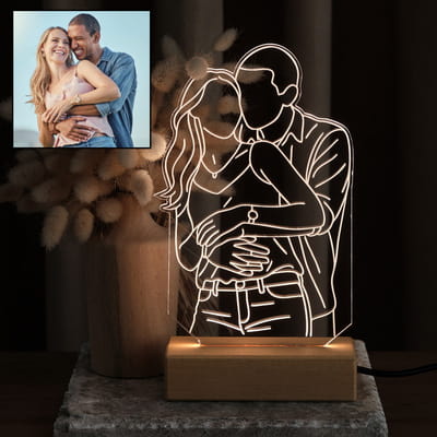 Sevgiliye Hediye Fotoğraflı Line Art Led Lamba