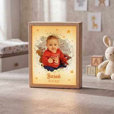 1 Yaş Doğum Günü Hediyesi Ahşap Dekoratif Led Lamba
