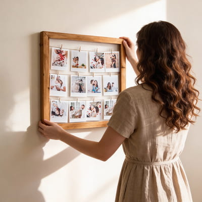 12 Fotoğraf Baskılı Mandallı Anı Çerçevesi