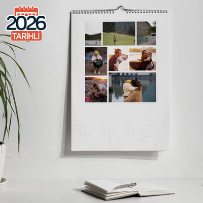2026 Takvim - Kolaj Fotoğraf Tasarımlı Duvar Takvimi