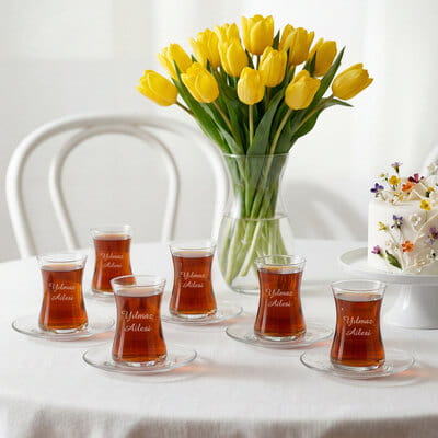 Aile Soyadına Özel 6lı Çay Bardağı Seti