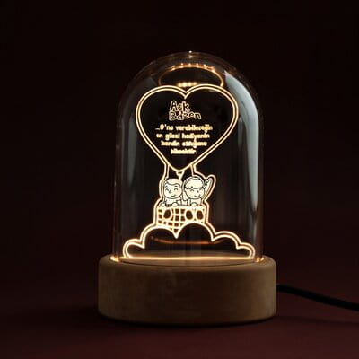 Aşk Bazen... Dekoratif Led Fanus Gece Lambası