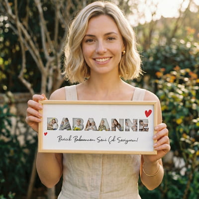 Babaanne ve Anneanneye Özel Fotoğraflı Ahşap Çerçeve Tablo