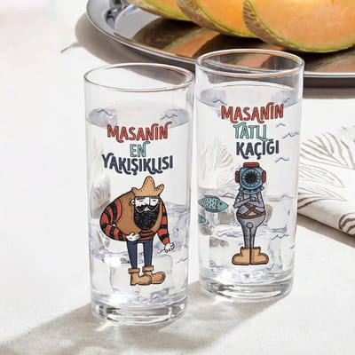 Çiftlere Hediye Esprili Rakı Kadehi Seti