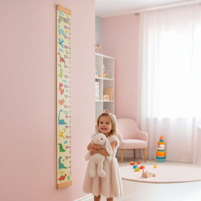 Çocuklara Doğum Günü Hediyesi Renkli Dinozorlar Duvar Cetveli