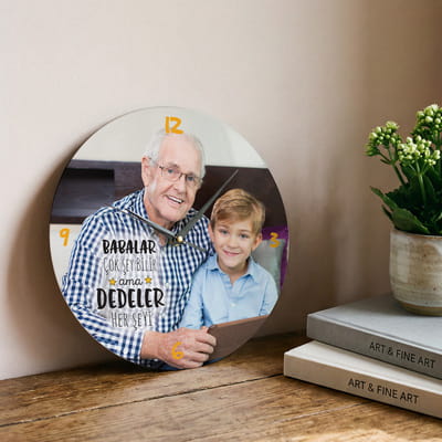Dedeye Hediye Fotoğraf Baskılı Duvar Saati