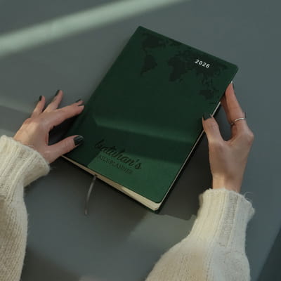 Deri Kapaklı İsme Özel 2026 Ajanda - Tasarım Seçenekli