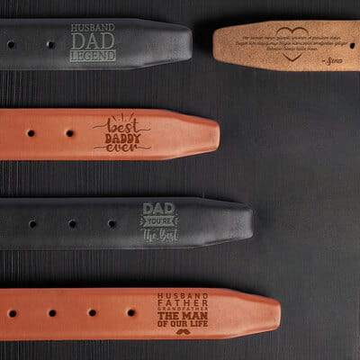 En İyi Babalara Kişiye Özel Mesajlı Deri Kemer