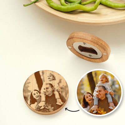 Fotoğraf İşlemeli Bambu Magnet Açacak
