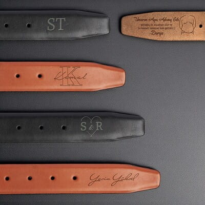 Göbek Esprili Kişiye Özel Deri Kemer