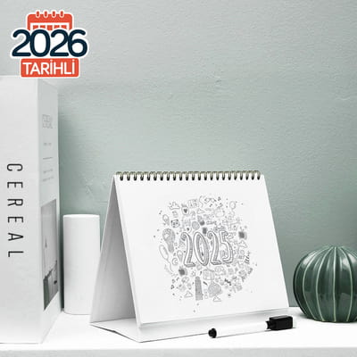 İnteraktif Sticker Hediyeli Fotoğraf Baskılı 2026 Masaüstü Takvim