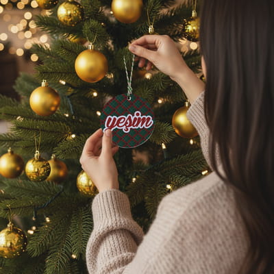 İsim Yazılı Çam Ağacı Süsü