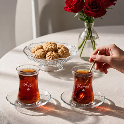 İsme Özel 2’li Çay Bardağı Seti