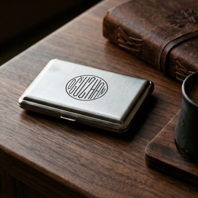 İsme Özel Monogram Logo Tasarımlı Metal Sigara Tabakası