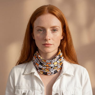 Kadınlara Özel Sevimli Kedi Desenli Bandana Maske