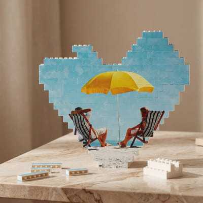 Kalp Blok Fotoğraflı 96 Parça Puzzle