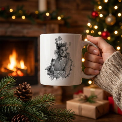 Karakalem Tasarımlı Kişiye Özel Kupa