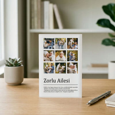 Kişiye Özel Aile Kelime Anlamlı Fotoğraf Baskılı Akrilik Fotoğraf Çerçevesi