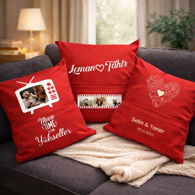 Kişiye Özel Atıştırmalık Cepli Aşk Yastığı - Tasarım Seçenekli