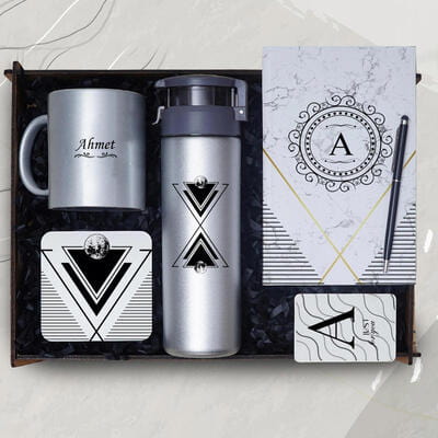 Kişiye Özel Baskılı Kupa Suluk Defter Kalem Hediye Kutusu