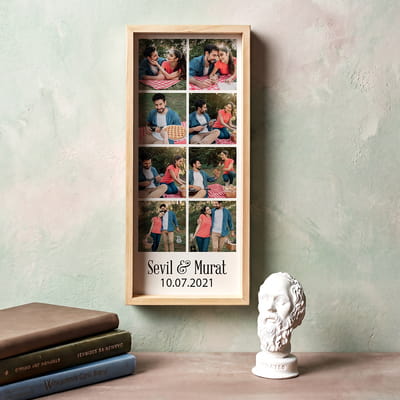 Kişiye Özel Hediye 8 Fotoğraf Baskılı Ahşap Tablo