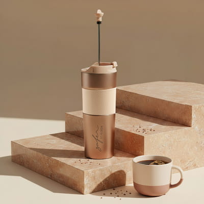 Kişiye Özel İsim ve Tarih Yazılı French Press Çelik Termos