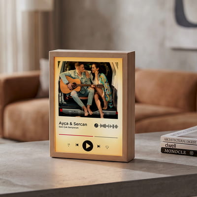Kişiye Özel Spotify Tasarımlı Fotoğraf Baskılı Ahşap Led Lamba