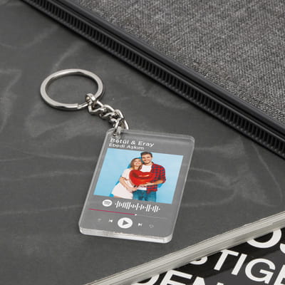 Kişiye Özel Spotify Tasarımlı Fotoğraflı Anahtarlık