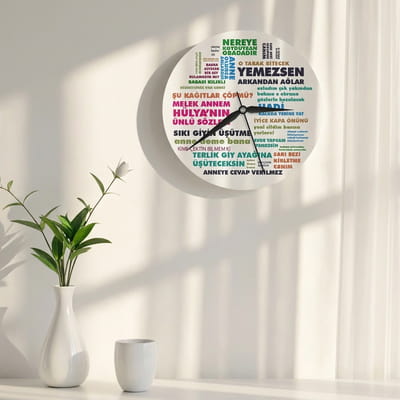 Klasik Anne Sözleri Tasarımlı Ahşap Duvar Saati