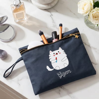 Makeup Cat Kanvas Makyaj Çantası