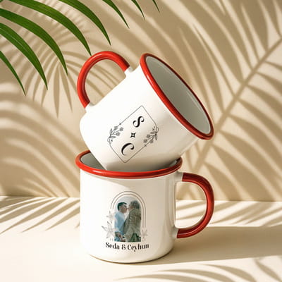 Minimal Harf Fotoğraflı Sevgili Kupa Bardak