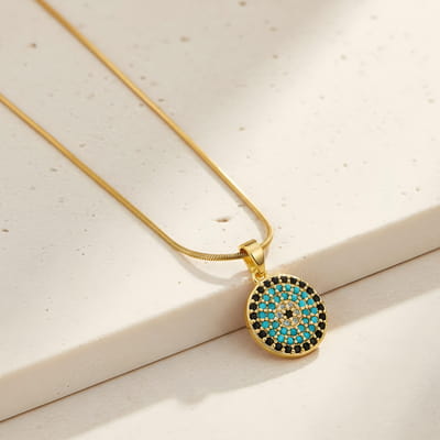 Minimal Nazar Boncuğu Taşlı Kolye