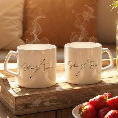 Minimal Tasarımlı İsim Özelleştirmeli 2'li Kupa