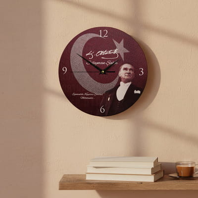 Mustafa Kemal Atatürk İmzalı ve Fotoğraflı Duvar Saati
